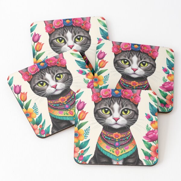 Item preview, Floral Cats Decorative Art Regal Cat Sitting Adorned with Vivid Flowers Headband designed and sold by Butler in the Home.