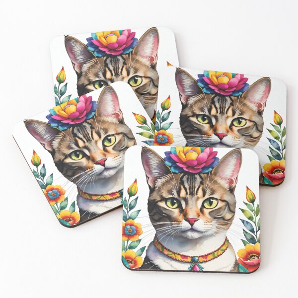 Item preview, Floral Cats Decorative Art Regal Cat Sitting Adorned with Vivid Flowers Headband designed and sold by Butler in the Home.