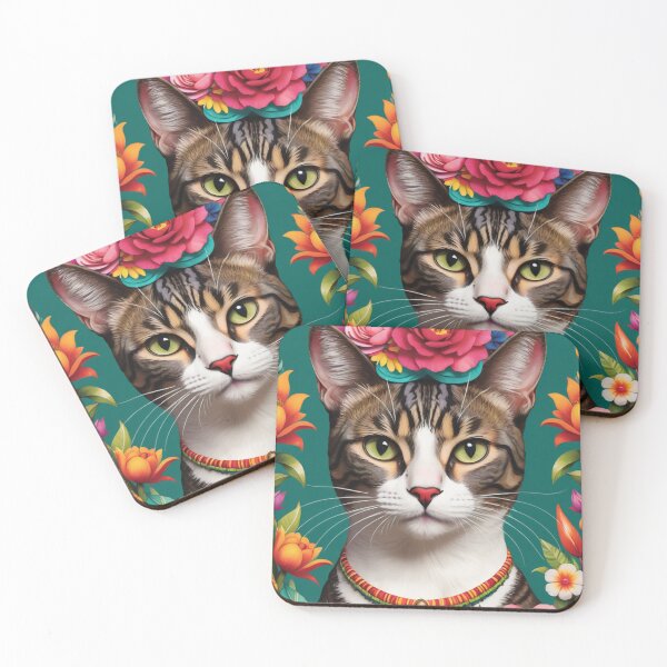 Item preview, Floral Cats Decorative Art Regal Cat Sitting Adorned with Vivid Flowers Headband designed and sold by Butler in the Home.