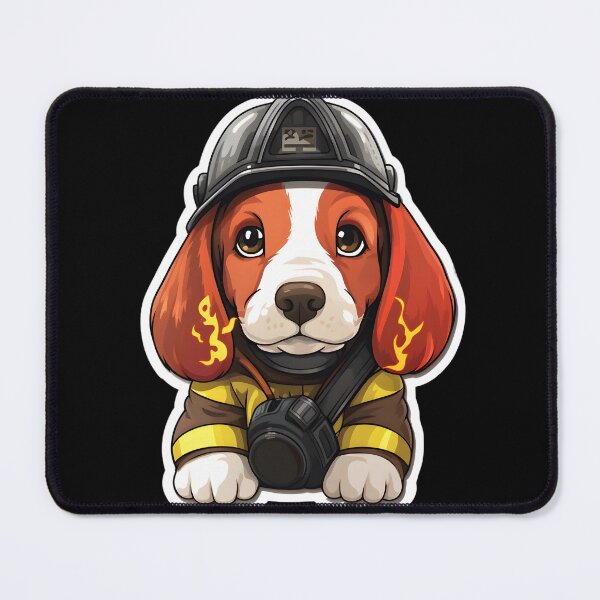 Item preview, Firefighter Basset Hound designed and sold by CUTEDOGGIEZ.