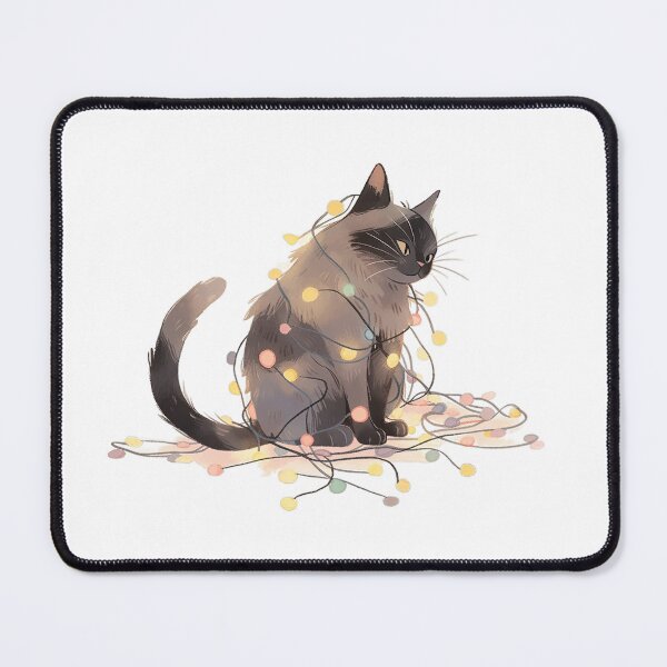 Item preview, Cute Cat Tangled in Christmas Lights designed and sold by LittleLuvies.