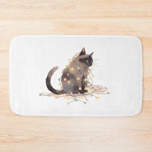 Item preview, Cute Cat Tangled in Christmas Lights designed and sold by LittleLuvies.