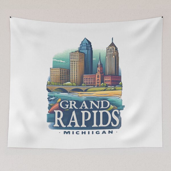 Item preview, Grand Rapids Michigan Watercolor Illustration designed and sold by PaintMeWorld.