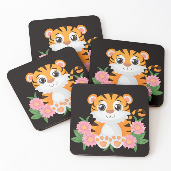 Item preview, Baby Tiger with Flowers designed and sold by TigerRoseStudio.