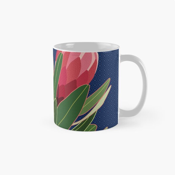 Aperçu de l'œuvre Protea Flower motif floral bleu rose créée et vendue par blueidesign.