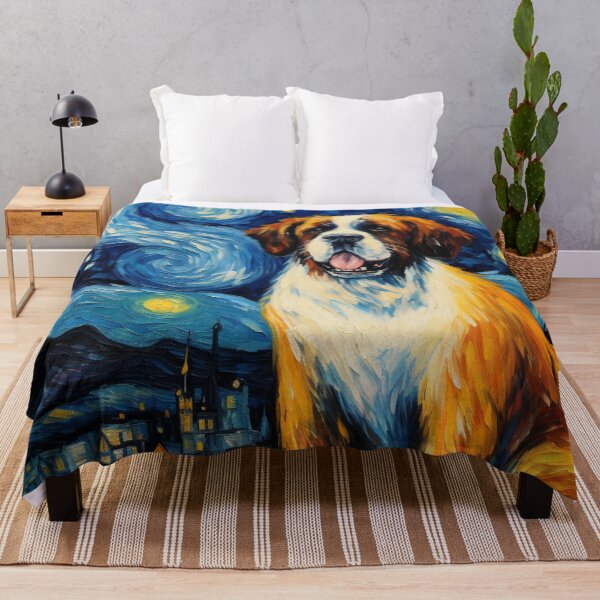 Item preview, Saint Bernard Dog Starry Night designed and sold by Myra365Art.