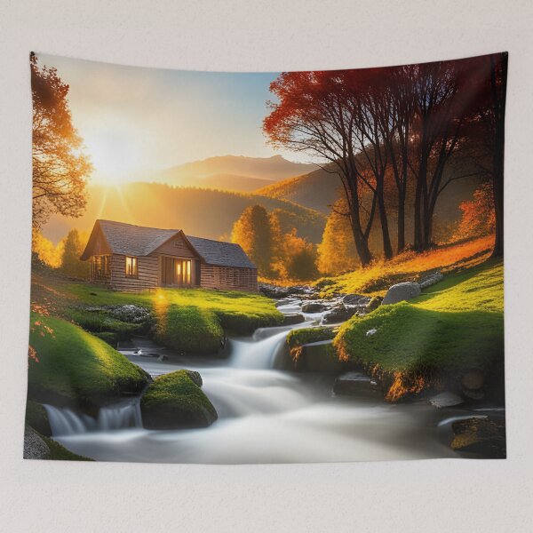 Item preview, A Cabin Beside Of A Beautiful Stream designed and sold by Paw's Arts.