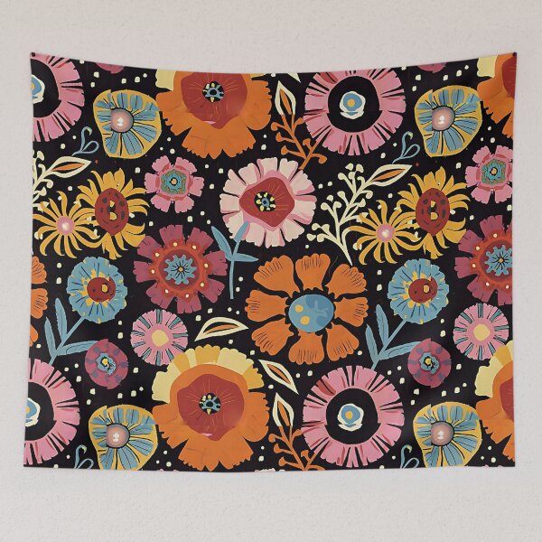 Item preview, wild flowers black background designed and sold by EasyPrints337.