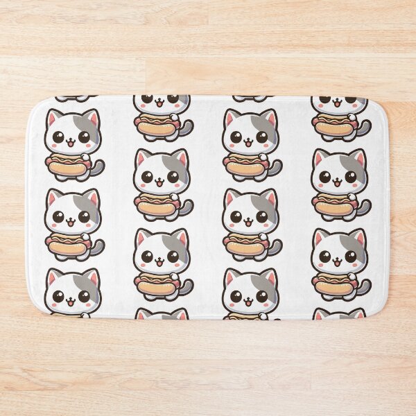 Item preview, Gray & White Cat's Hotdog Delight designed and sold by WeirdDemonGames.