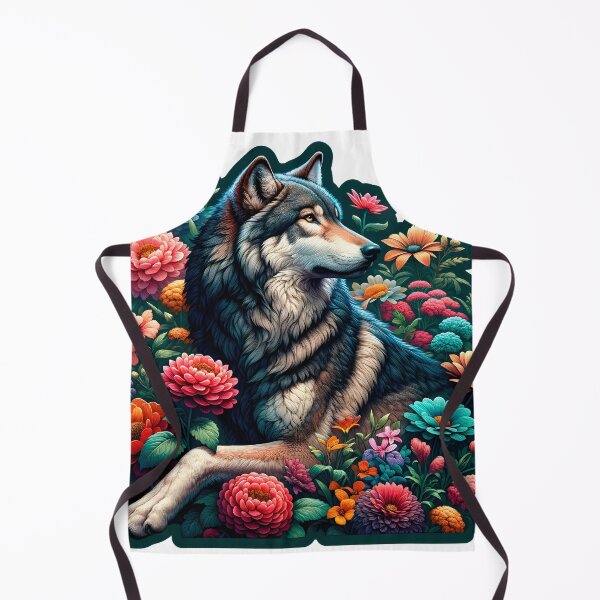 Artikelvorschau, Wolf mit Blumen - wegschauend entworfen und verkauft von InfinityImprint.