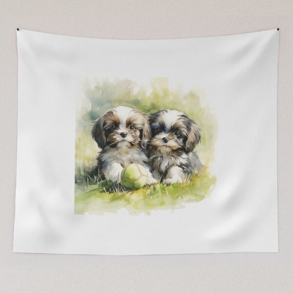 Item preview, Shih Tzus on Grass, Watercolor designed and sold by Samuelsboro.