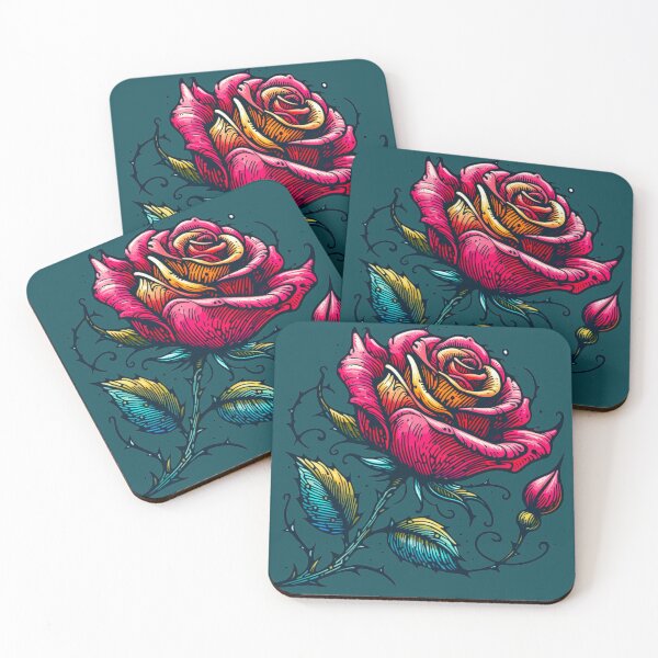 Item preview, Thorny Rose Pin Up Style Art Blue Background  designed and sold by Star-Fragment.