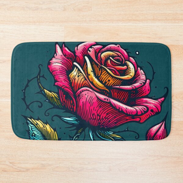 Item preview, Thorny Rose Pin Up Style Art Blue Background  designed and sold by Star-Fragment.