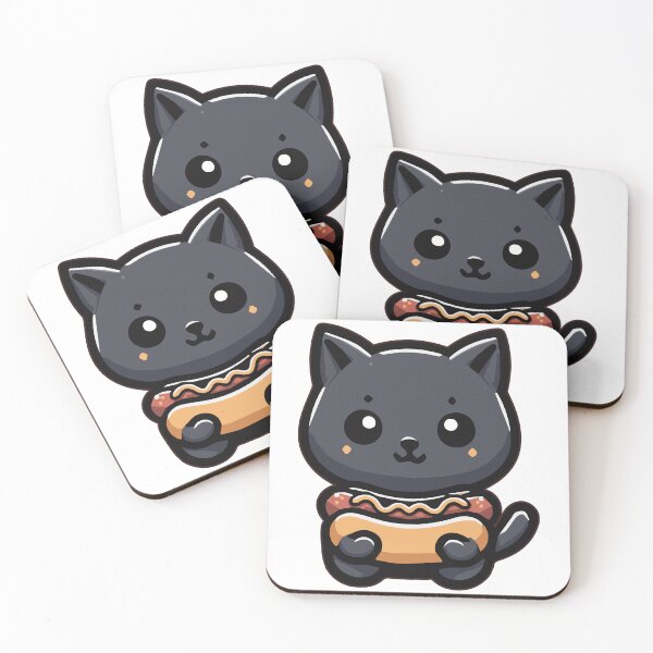 Item preview, Dark Gray Cat's Hotdog Hug designed and sold by WeirdDemonGames.