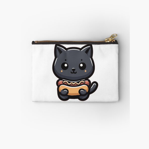 Item preview, Dark Gray Cat's Hotdog Hug designed and sold by WeirdDemonGames.