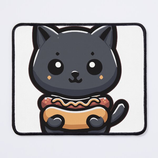 Item preview, Dark Gray Cat's Hotdog Hug designed and sold by WeirdDemonGames.