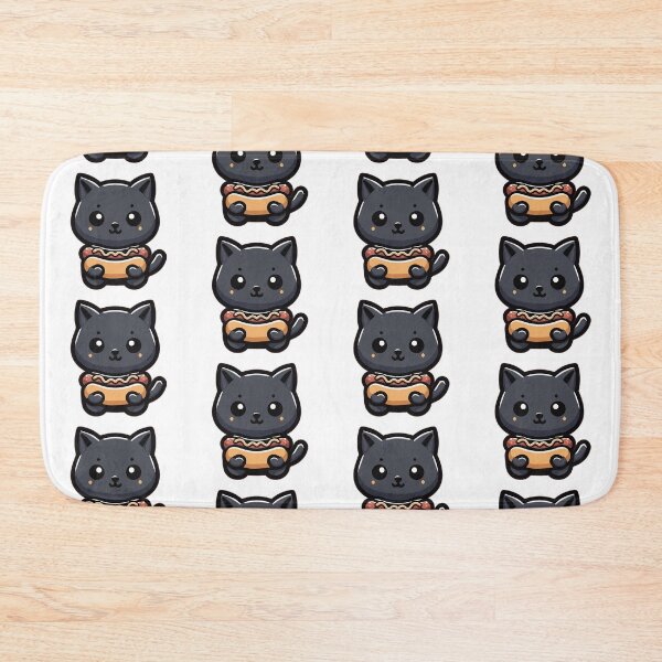 Item preview, Dark Gray Cat's Hotdog Hug designed and sold by WeirdDemonGames.