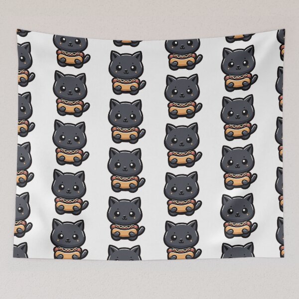 Item preview, Dark Gray Cat's Hotdog Hug designed and sold by WeirdDemonGames.