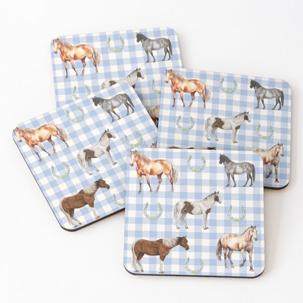 Item preview,  Horses Plaid Blue  designed and sold by Ashley Gagnon.
