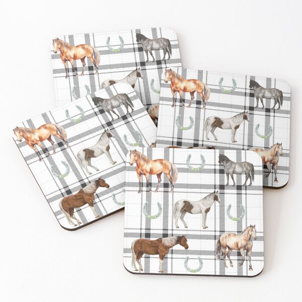 Item preview, Horses Plaid Black designed and sold by Ashley Gagnon.