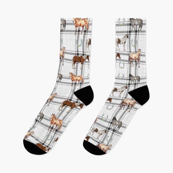 Item preview, Horses Plaid Black designed and sold by Ashley Gagnon.
