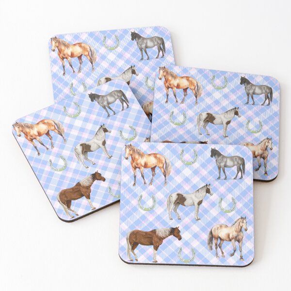 Item preview, Horses Plaid Periwinkle  designed and sold by Ashley Gagnon.