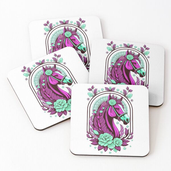 Item preview, Horse head portrait. adorned with floral details. Line art designed and sold by Mahilis.