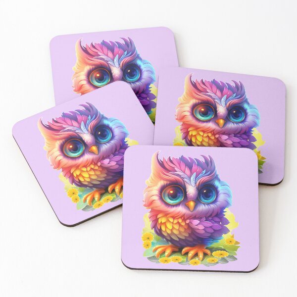 Item preview, Rainbow Owl, fantasy art designed and sold by LoneAngel.