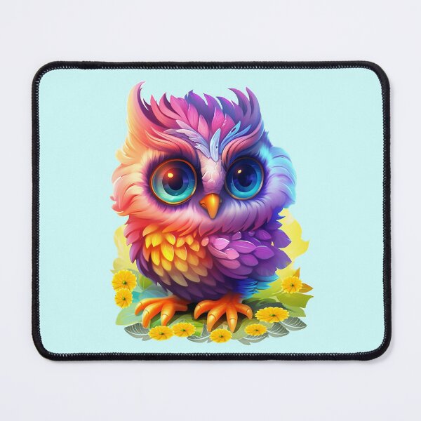 Item preview, Rainbow Owl, fantasy art designed and sold by LoneAngel.