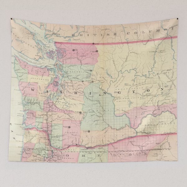 Item preview, Vintage Map of Washington State (1874) designed and sold by BravuraMedia.