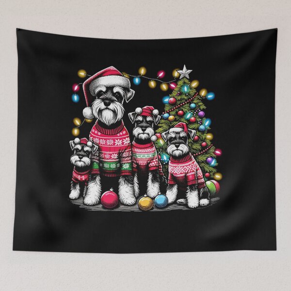 Item preview, Miniature Schnauzer Dog Family Light Vintage Christmas Tree Ugly Sweater Santa's Hat Xmas designed and sold by JoelFox165.