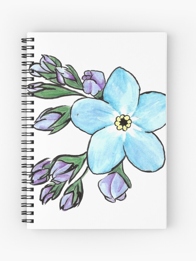 Forget Me Not Flower With Buds Spiral Notebook By Cannibalkats Redbubble