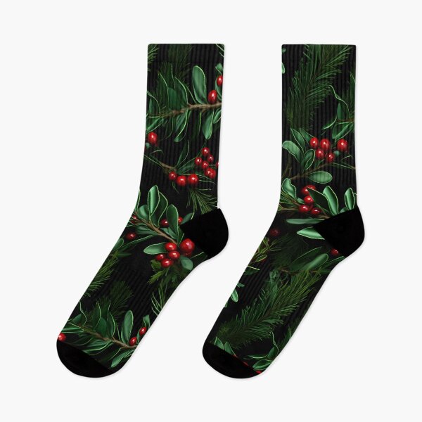 Item preview, Traditional Christmas Garland Pine Boughs and Red Holly Berries designed and sold by meganohm.