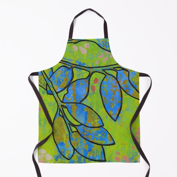 Item preview, Eucalyptus Leaves Apron Blue and Green designed and sold by Ruth Durose.