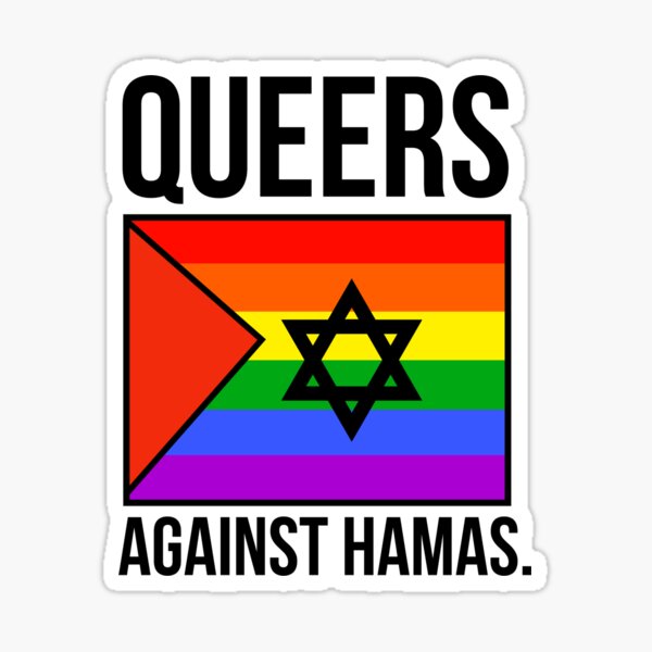 Item preview, Alternative political activism design, “Queers against Hamas”  designed and sold by Rachel the Artist .
