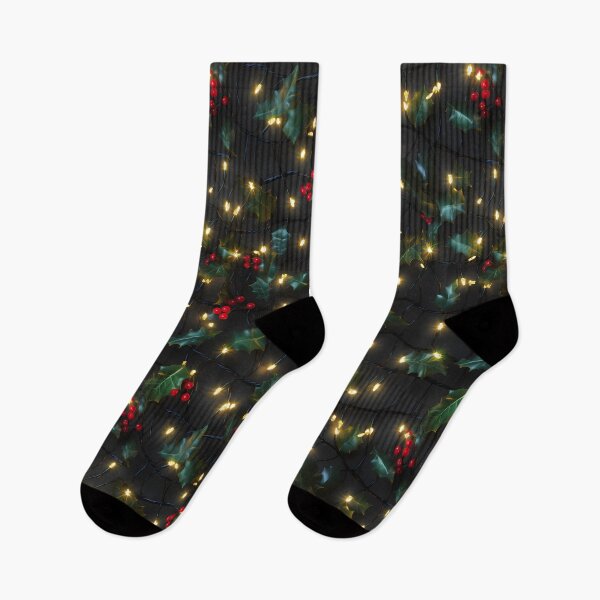 Item preview, Glowing Christmas Lights and Holly Festive Yellow Bulbs designed and sold by meganohm.