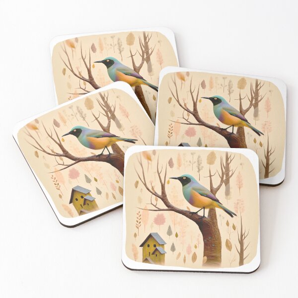Item preview, Vibrant Little Birds in Enchanting Pastel Forest - Colorful Wildlife Art designed and sold by Thanatphak Tansakul.