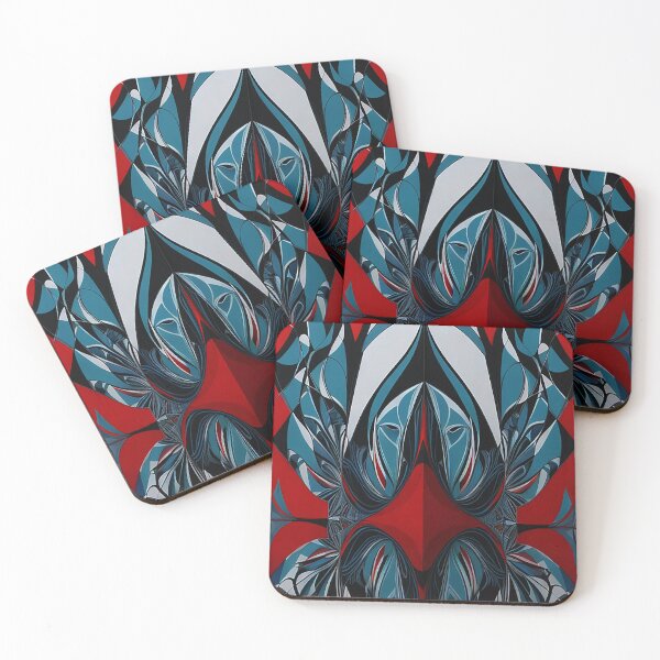 Item preview, modern art fabric retro art painting blue and red designed and sold by Carlos Gudino.