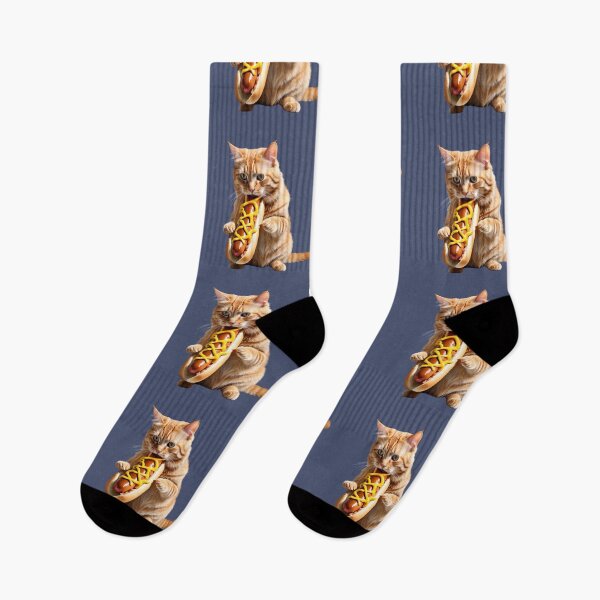 Item preview, Funny Food Lover Foodie Hotdog Hungry Cat  designed and sold by LEILA ART SPACE.