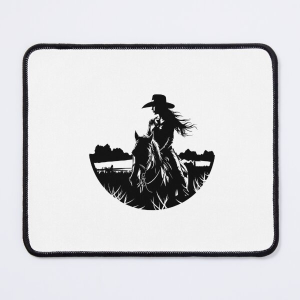 Item preview, Black and White Cowgirl Riding Horse Silhouette designed and sold by pedersenscout.