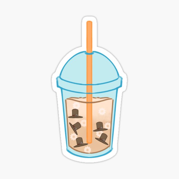 Vista previa del artículo con la obra «Té de boba con sombrero de copa», diseñado y vendido por RaspberryBird.