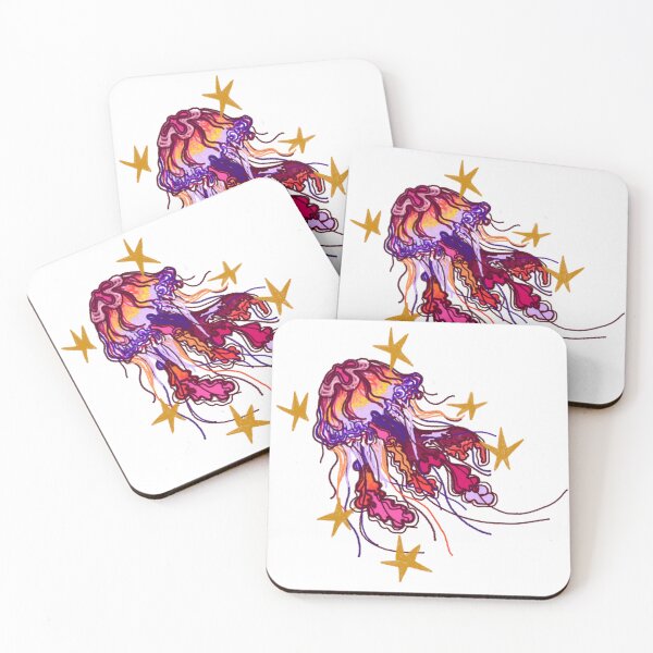 Item preview, cute jellyfish doodle with stars designed and sold by friendly-faces.