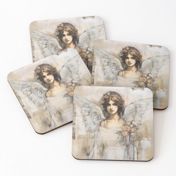 Item preview, Mixed media romantic canvas with a beautiful Angel woman designed and sold by dcrc.