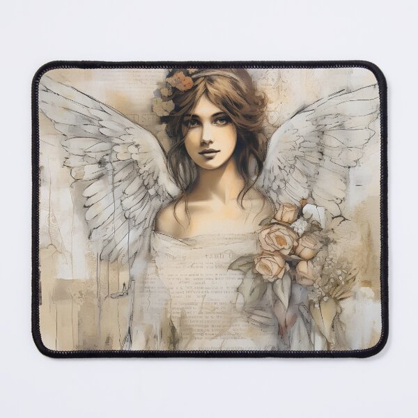 Item preview, Mixed media romantic canvas with a beautiful Angel woman designed and sold by dcrc.