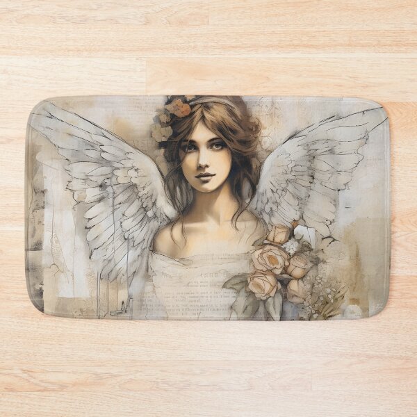Item preview, Mixed media romantic canvas with a beautiful Angel woman designed and sold by dcrc.