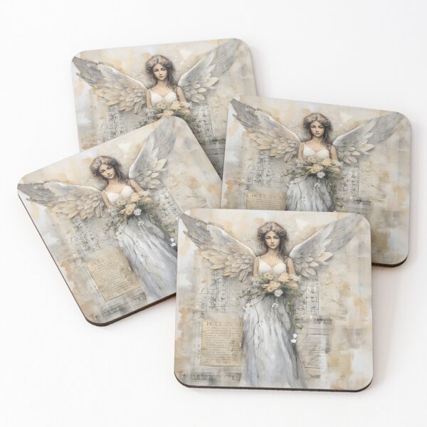 Item preview, Mixed media romantic canvas with a beautiful Angel woman designed and sold by dcrc.