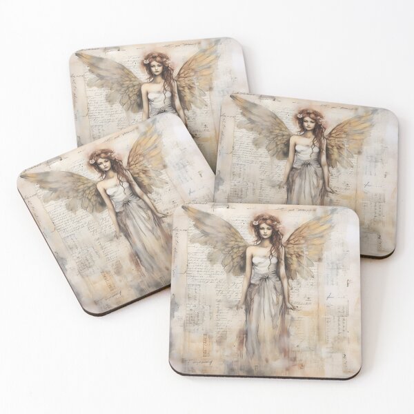 Item preview, Mixed media romantic canvas with a beautiful Angel woman designed and sold by dcrc.