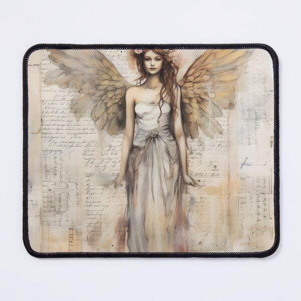 Item preview, Mixed media romantic canvas with a beautiful Angel woman designed and sold by dcrc.