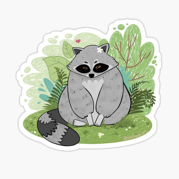 Garden Raccoon by Ortolana Clare Sticker