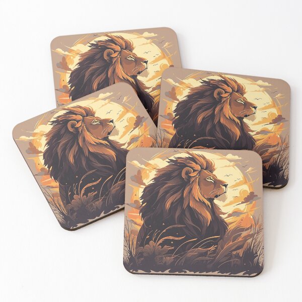 Item preview, Savannah Dusk Lion Profile with Sunset Mane Design designed and sold by PaintbrushPlace.